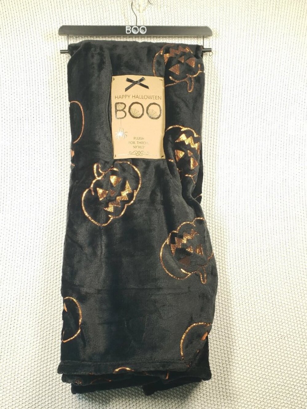Happy Halloween Boo Plush Throw Blanket 50 x 60" Pumpkins